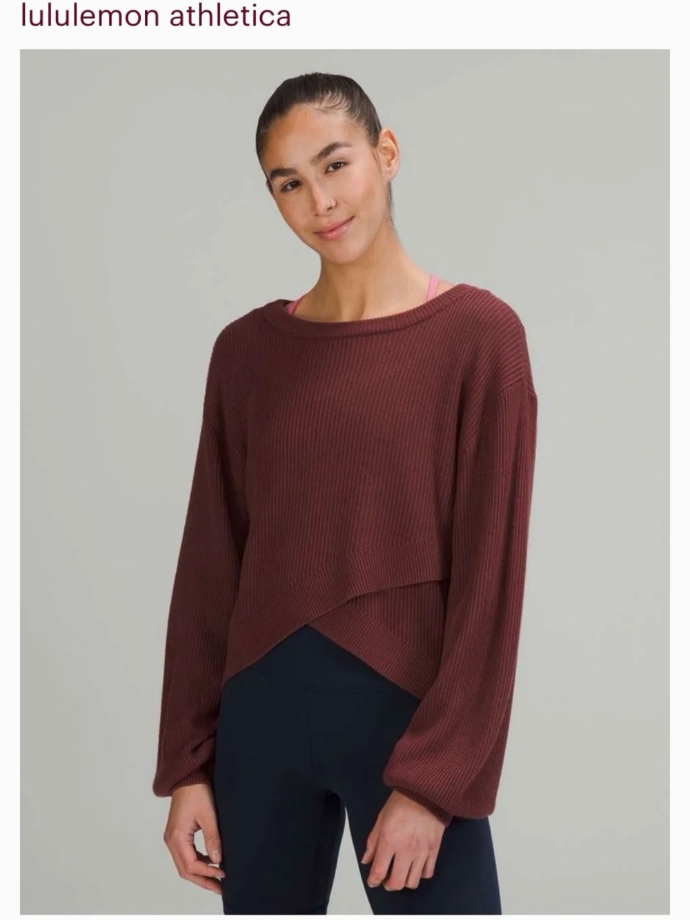 lululemon athletica Women's Ribbed Crossover Sweater in Maroon